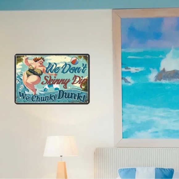 We Don’t Skinny Dip Funny Retro Pool Metal Tin Wall Sign - Picture 2 of 6